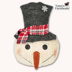 Chenille Big Joe Snowman Head Grey Hat - 13" x 10"