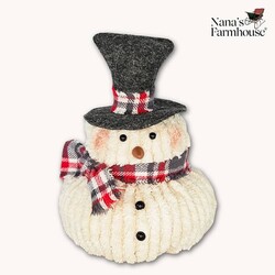 Chenille Roly Poly Snowman Gray Hat - 7.5" x 5"