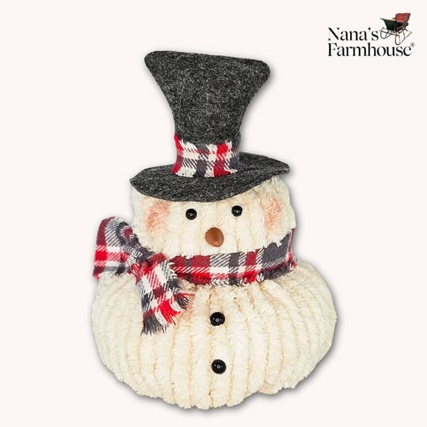 Chenille Roly Poly Snowman Gray Hat - 7.5" x 5"