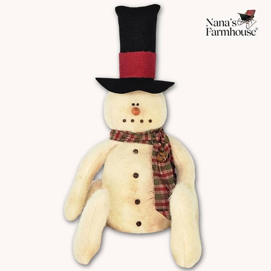 Fuzzy Snowman Sitting -  17" x 10"