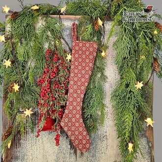 Christmas Coverlet Stocking Cherry Blossom Red Cream  - Small