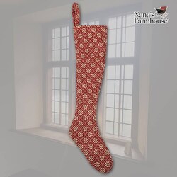 Christmas Coverlet Stocking FHW Cherry Blossom Red Cream - 14"