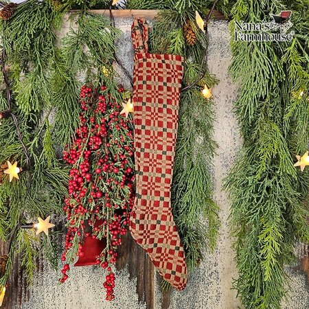Christmas Coverlet Stocking Freeport Red Green Tan - Small