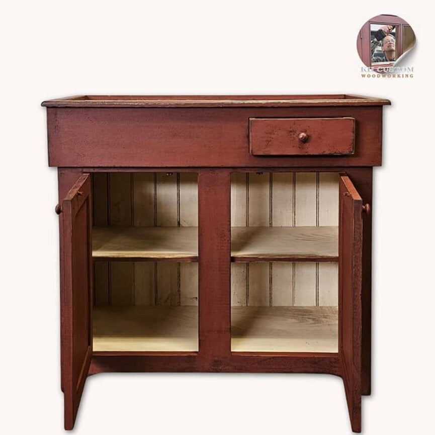 Dry Sink Red Over Black - 36" x 41" x 16.5"