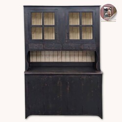 Farmhouse Hutch Black Over Red - 81"