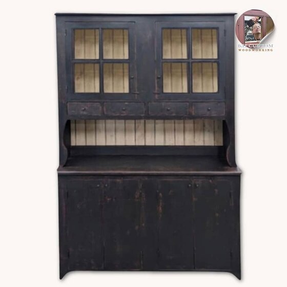 Farmhouse Hutch - Black Over Red