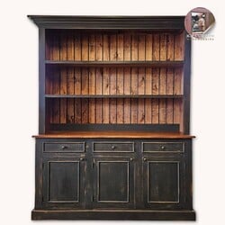 Open Hutch Black Over Pumpkin Two Piece - 71" W x 82.5" T x 18" D