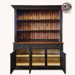 Open Hutch Black Over Pumpkin Two Piece - 71" W x 82.5" T x 18" D