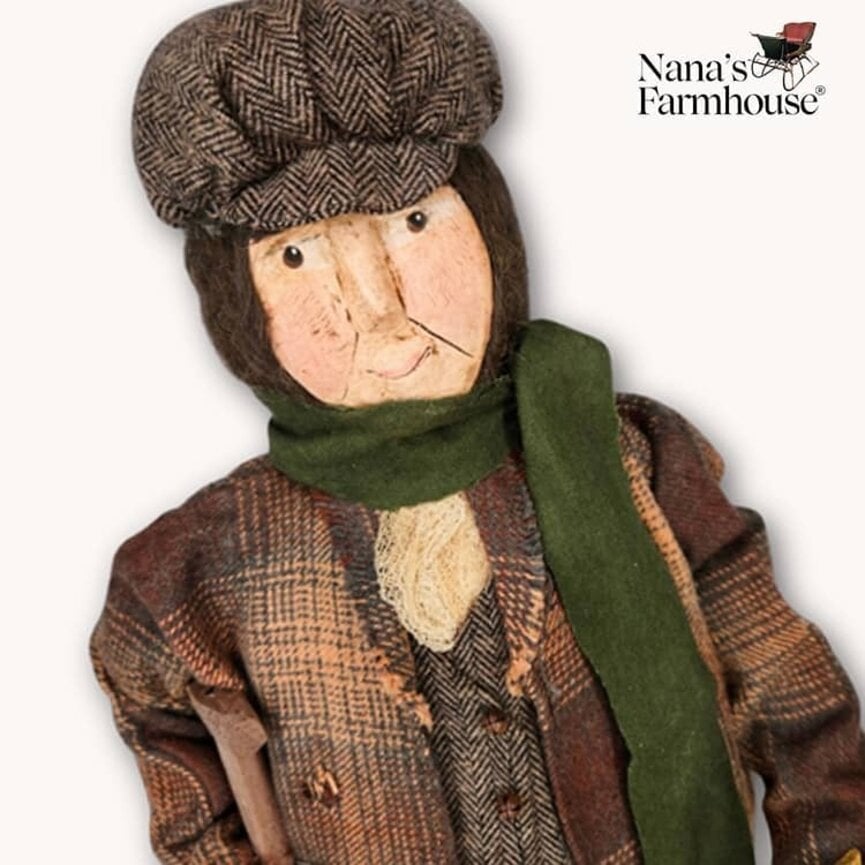 Tiny Tim Jacket Holding Wooden Candle & Crutch - 18"