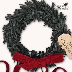 Wool Felt Wreath Blue Spruce with Seeded Strawberry Bow - 9" Dia