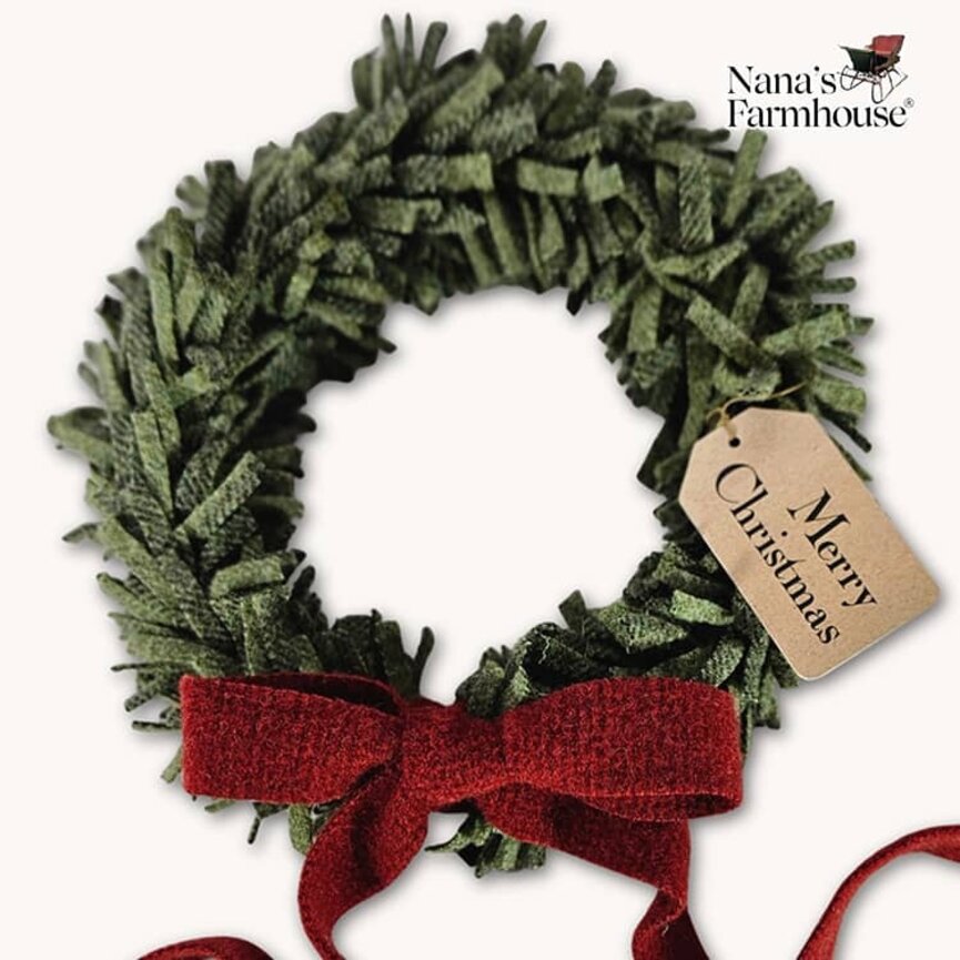 Wool Felt Wreath Sweet Pea with Seeded Strawberry Bow - 9" Dia