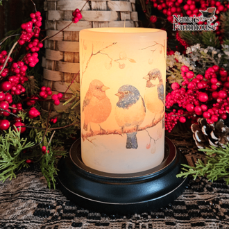 Snowy Bird Trio Candle Sleeve - Vanilla