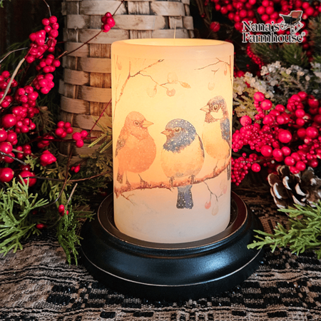 Snowy Bird Trio Candle Sleeve - Vanilla