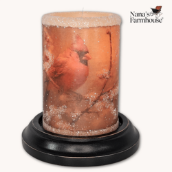 Vintage Winter Cardinal Candle Sleeve Antique Vanilla