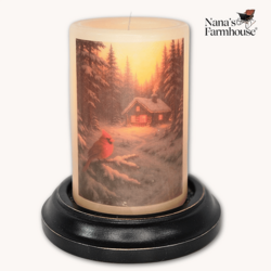 Wooded Sunset Cardinal Candle Sleeve Antique Vanilla
