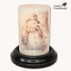 Brown Buttons Snowman Candle Sleeve Gumdrop