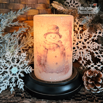 Brown Buttons Snowman Candle Sleeve - Gumdrop