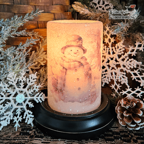 Brown Buttons Snowman Candle Sleeve - Gumdrop