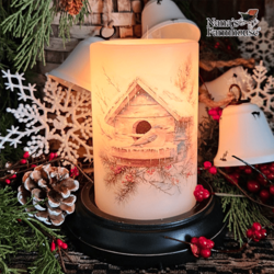 Christmas Bluebird House Candle Sleeve Vanilla