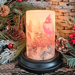 Christmas Cardinal Pine Candle Sleeve Vanilla