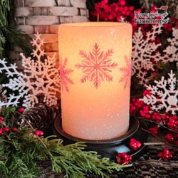 Red Snowflake Cluster Candle Sleeve  Antique Vanilla