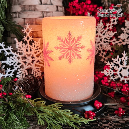 Red Snowflake Cluster Candle Sleeve - Antique Vanilla