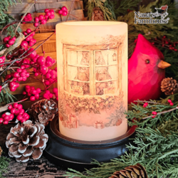 Presents Holly Window Candle Sleeve Vanilla