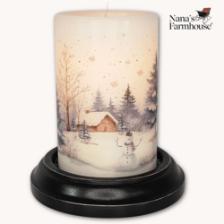 Snowy Log Cabin Candle Sleeve Vanilla