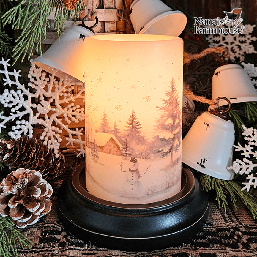 Snowy Log Cabin Candle Sleeve Vanilla