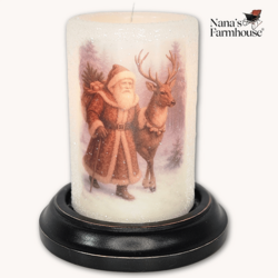 Santa & Reindeer In The Woods Candle Sleeve Vanilla