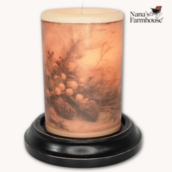 Vintage Mistletoe Pine Candle Sleeve Antique Vanilla