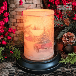 Vintage Snowy Farm Candle Sleeve Antique Vanilla