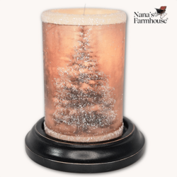 Vintage Snowy Tree Candle Sleeve Antique Vanilla