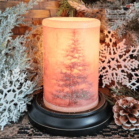 Vintage Snowy Tree Candle Sleeve - Antique Vanilla