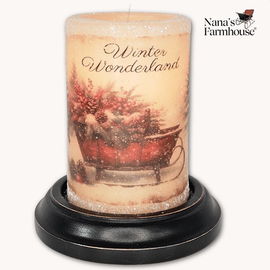 Vintage Winter Wonderland Candle Sleeve Antique Vanilla