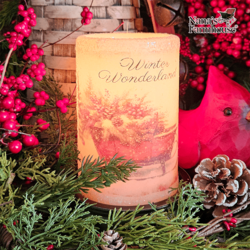 Vintage Winter Wonderland Candle Sleeve Antique Vanilla