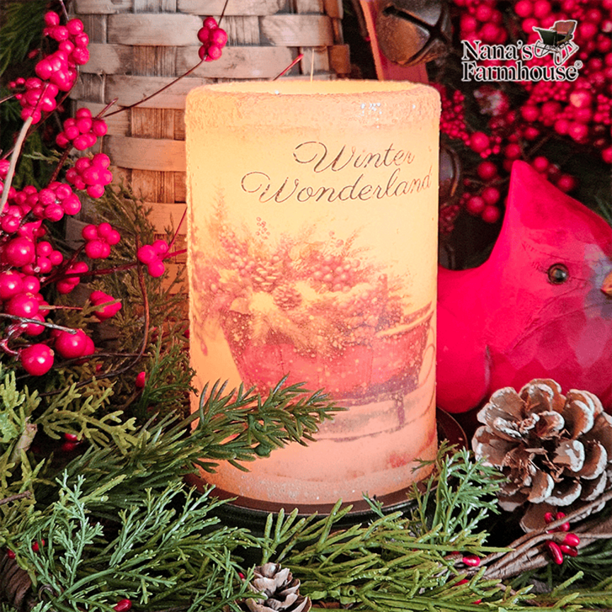 Vintage Winter Wonderland Candle Sleeve Antique Vanilla
