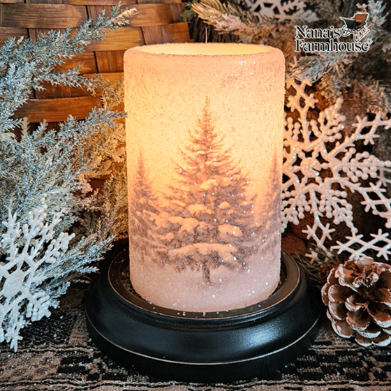 Winter Pine Trees Candle Sleeve - Vanilla