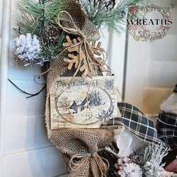Winter Postcard Grapevine Wreath - 27" x 21"