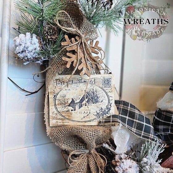 Winter Postcard Grapevine Wreath