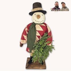 Snowman Quilted Robe Holding Wreath - 23" x 10"
