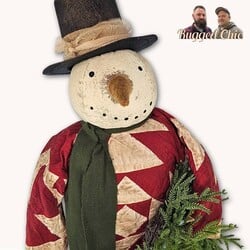 Snowman Quilted Robe Holding Wreath - 23" x 10"