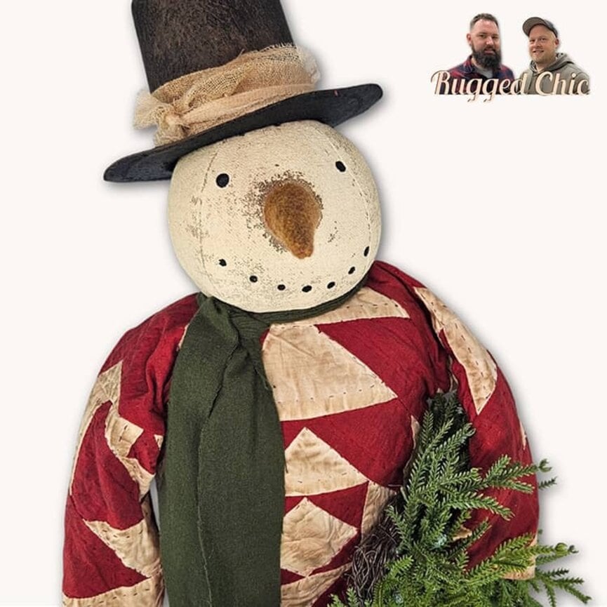 Snowman Quilted Robe Holding Wreath - 23" x 10"