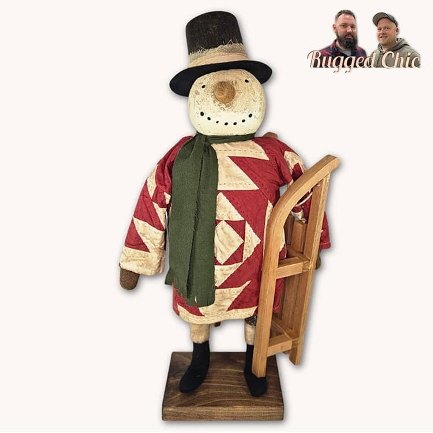 Snowman Quilted Robe Holding Sled - 23" x 24"