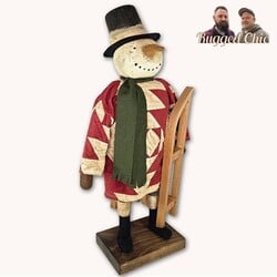 Snowman Quilted Robe Holding Sled - 23" x 24"