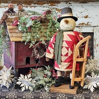 Snowman Quilted Robe Holding Sled