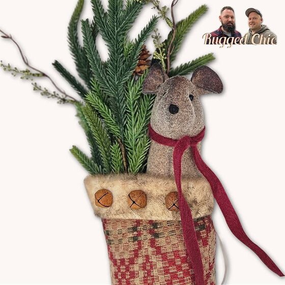 Christmas Coverlet Stocking with Mouse