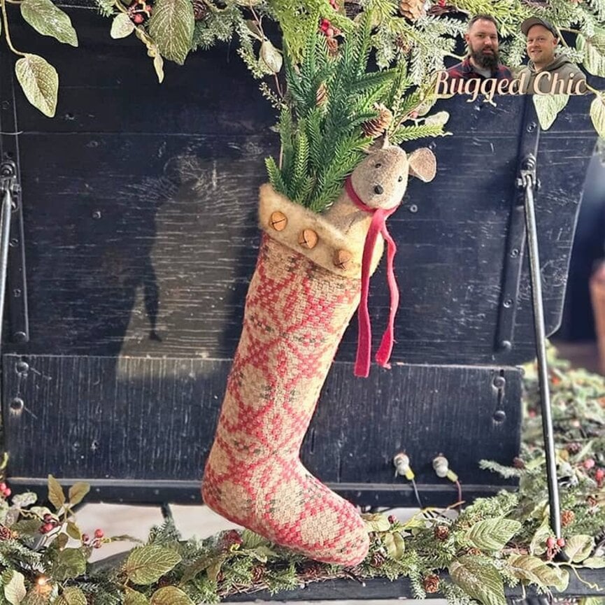 Christmas Coverlet Stocking with Mouse - 20" x 7.5"