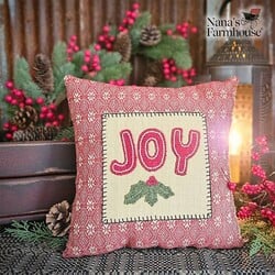 Red Coverlet JOY Wool Applique Pillow - 11"