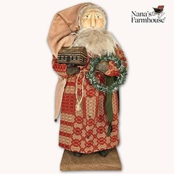 Santa Doll in Coverlet Robe with Cabin - 19"